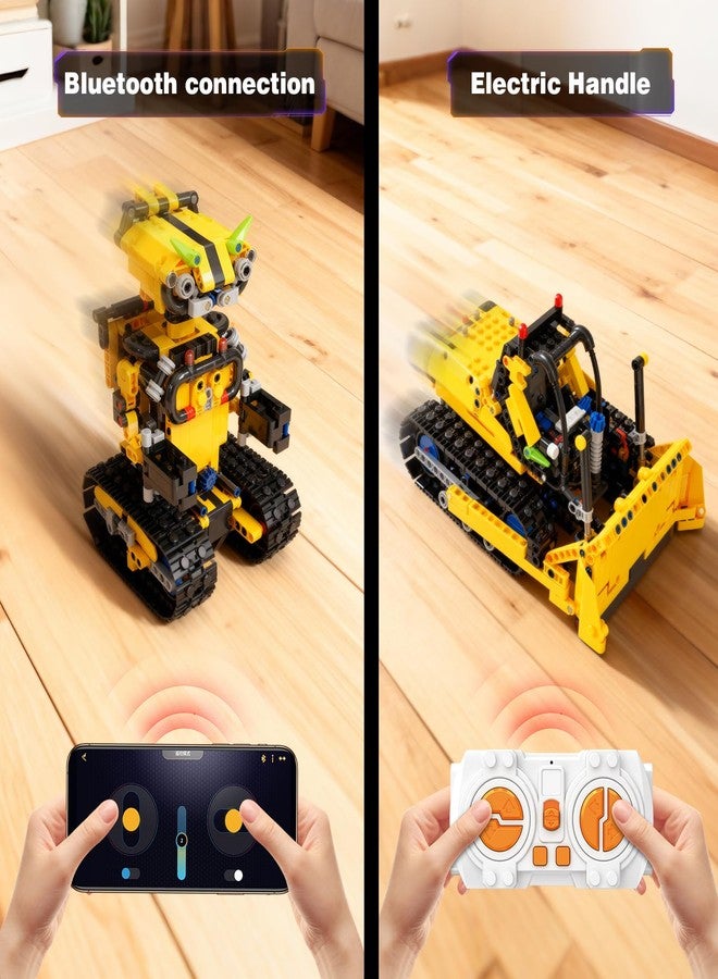 Sciencow 2-in-1 Build a Robot Kit, Remote & APP Controlled Robotic Building Blocks Toys STEM Projects for Kids Ages 8 9 10 11 12 13 14,Chirstmas Birthday Gift for Boys (RC Bulldozer) - Image 4
